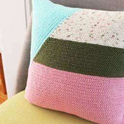 Crochet Throw Pillow/Cotton/Olive, Cream, Pink, Natural/16x16, Decorative Accent Pillow, Living Room, Bedroom, Nursery - thumbnail 4