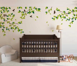 Tree Branch Decal Wall Art With Birds - thumbnail 1