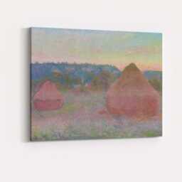 Pastel Haystacks At Dusk Impressionist Rural Farm Landscape Canvas Wall Art Print Decor Picture Ready To Hang - thumbnail 4