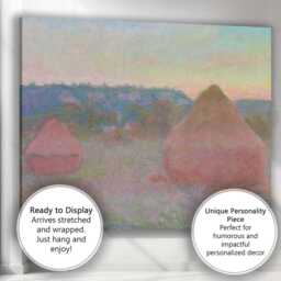 Pastel Haystacks At Dusk Impressionist Rural Farm Landscape Canvas Wall Art Print Decor Picture Ready To Hang - thumbnail 3