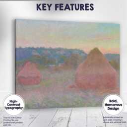 Pastel Haystacks At Dusk Impressionist Rural Farm Landscape Canvas Wall Art Print Decor Picture Ready To Hang - thumbnail 1