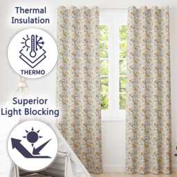 Delicate Golden Wildflower Botanical Seamless Pattern Readymade Eyelet Ring Top Thermal 100% Blackout Curtains - thumbnail 3
