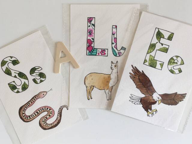 Clearance Animal Letter Cards, With Pretty Floral Letters - image 1