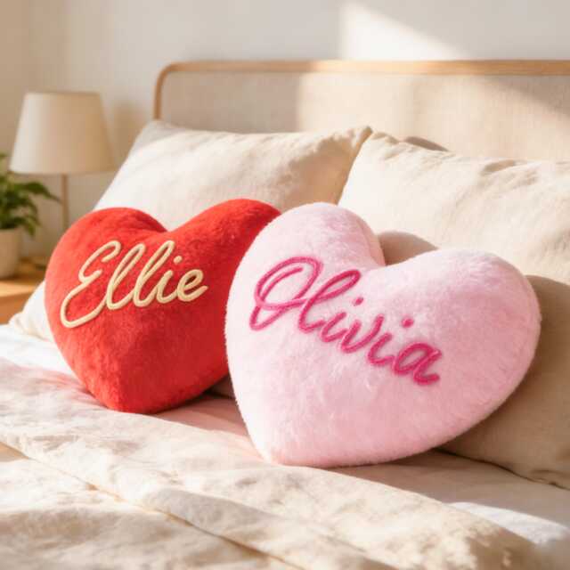 Personalized Heart Pillow Mother's Day Gift For Mom , Custom Yarn Name Cushion - image 1
