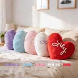 Personalized Heart Pillow Mother's Day Gift For Mom , Custom Yarn Name Cushion - thumbnail 3