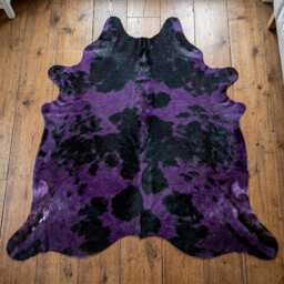 Purple Black Cowhide Rug - Genuine Dyed Hair-On Leather Area - thumbnail 1