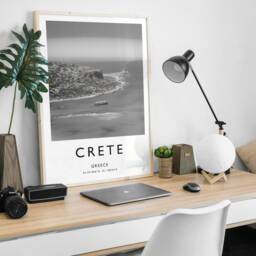 Crete Travel Poster Black & White Photographic Art Print - thumbnail 2