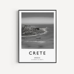Crete Travel Poster Black & White Photographic Art Print - thumbnail 3