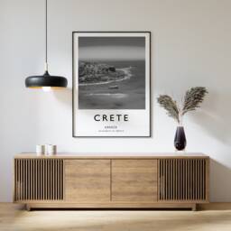 Crete Travel Poster Black & White Photographic Art Print - thumbnail 1