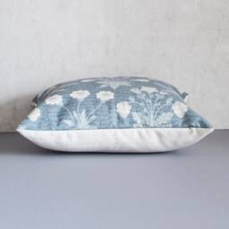 Flower Throw Pillow Cover, Flora Pillow, Accent Blue Decorative Christmas Cushion - thumbnail 2