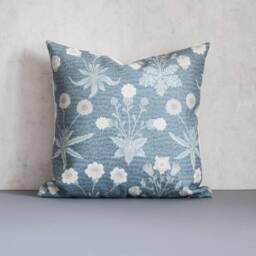 Flower Throw Pillow Cover, Flora Pillow, Accent Blue Decorative Christmas Cushion - thumbnail 1