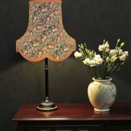 Handmade William Morris Ebony Strawberry Thief Fabric Lamp Shades Burnt Orange Braid, British Bespoke Made - thumbnail 2