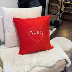 Personalized Red Heart Cushion - Embroidered Name, Valentine's Gift - thumbnail 2