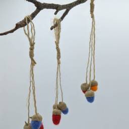 Felted Acorns, Handmade, Colourful Disco Hanging Christmas Or Autumn Decoration - thumbnail 2