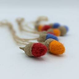 Felted Acorns, Handmade, Colourful Disco Hanging Christmas Or Autumn Decoration - thumbnail 3