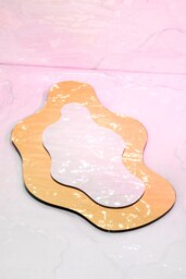 Gold Wiggly Mirror - Wavy Acrylic Color Mirror Wiggly Amorphic Retro Object