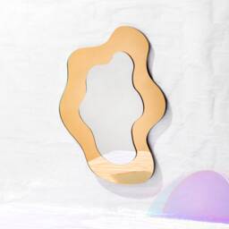 Gold Wiggly Mirror - Wavy Acrylic Color Mirror Wiggly Amorphic Retro Object - thumbnail 3