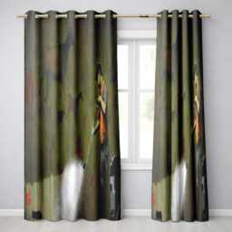 Worker Cleaning Ancient Cave Art Green Urban Mural Artistic Design For Home Decor Readymade Eyelet Ring Top Thermal 100% Blackout Curtains - thumbnail 1