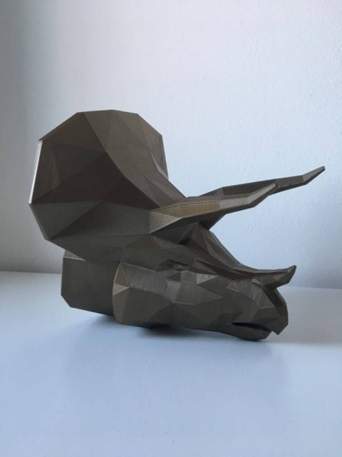Diddy Dino Geometric Triceratops Head - Dinosaur Wall Art 3D Printed - image 1