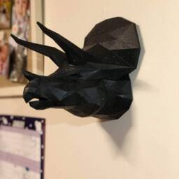 Diddy Dino Geometric Triceratops Head - Dinosaur Wall Art 3D Printed - thumbnail 3