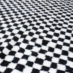 Moroccan Black & White Checkered Rug, Morocco Checker Morrocan Checkerboard Beni Ourain Moroccan Carpet For Living Room - thumbnail 3