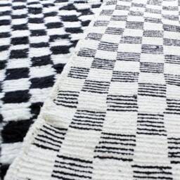 Moroccan Black & White Checkered Rug, Morocco Checker Morrocan Checkerboard Beni Ourain Moroccan Carpet For Living Room - thumbnail 2