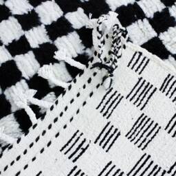 Moroccan Black & White Checkered Rug, Morocco Checker Morrocan Checkerboard Beni Ourain Moroccan Carpet For Living Room - thumbnail 4