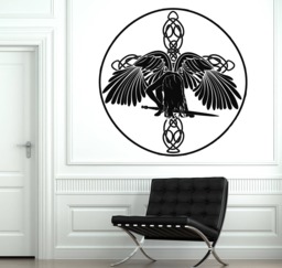 Wall Art Mural Celtic Cross Angel With Wings & Sword in Circle Living Room Decor - #2601Dn - thumbnail 1