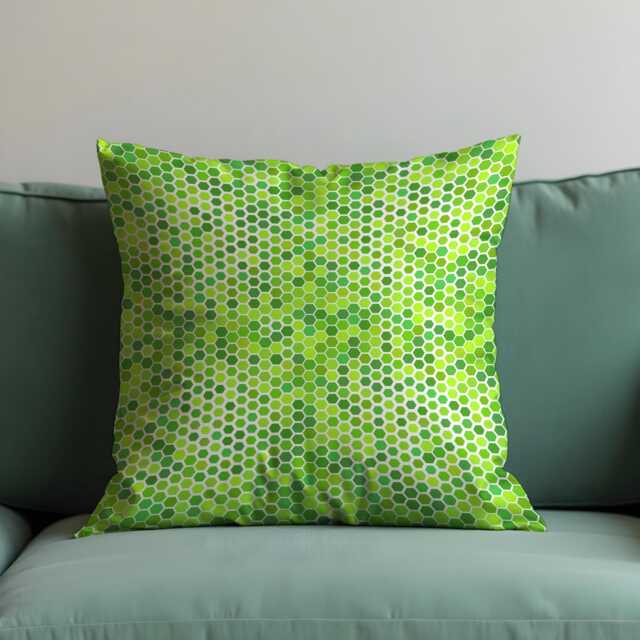 Green Honeycomb Throw Pillow Cover, Modern Geometric Cushion Case With Hexagon Pattern, Fresh Vibrant Accent For Sofa Or Bedroom Decor - image 1