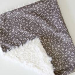 Dream Lovie. Security Blanket. Personalized Lovey. Faux Fur Gray Alphabet. Mini Baby Minky Shower Gift - thumbnail 3