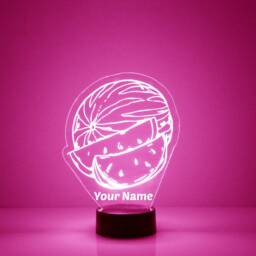 Acrylic Light Up Watermelon, Custom Engraved Night Light, Personalized Free, 16 Color Options With Remote Control, Chef's Gift, Kitchen Decor - thumbnail 2