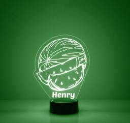 Acrylic Light Up Watermelon, Custom Engraved Night Light, Personalized Free, 16 Color Options With Remote Control, Chef's Gift, Kitchen Decor - thumbnail 1