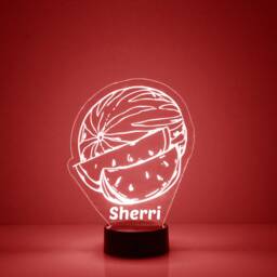 Acrylic Light Up Watermelon, Custom Engraved Night Light, Personalized Free, 16 Color Options With Remote Control, Chef's Gift, Kitchen Decor - thumbnail 3