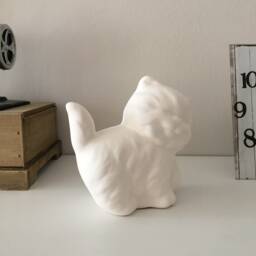 Ceramic Kitty, Ready To Paint, Cat Bisque, With Ball, Crafts Unpainted Figurines, U-Paint, Kitty Miniature, Kids Gifts - thumbnail 3
