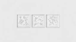 3D Textured Framed White Wall Art Lichen Organic Nature Decor, 3Pc - thumbnail 1