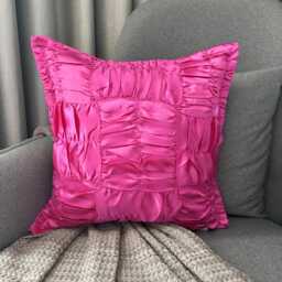 Hot Pink Satin, Ruched Textured Solid Pattern, Contemporary Throw Pillow Cover/Euro Sham - Dreamy Hotty - thumbnail 3