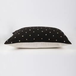 Handwoven African Mud Cloth Pillow Cover, Black Polka Dot - thumbnail 2