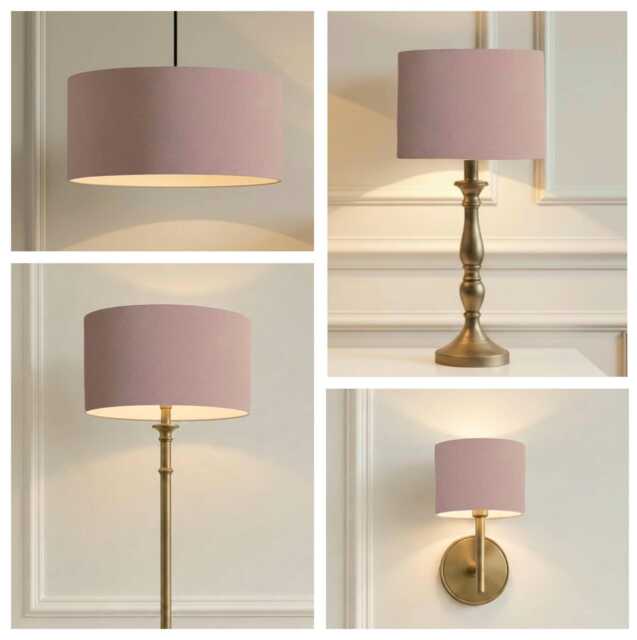 Dusty Pink Matt Velvet Drum Lampshade - Wall, Table, Floor Ceiling Lamp- Custom Sizes & Lining Options Handmade Bespoke Light Beige Shade - image 1