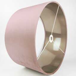 Dusty Pink Matt Velvet Drum Lampshade - Wall, Table, Floor Ceiling Lamp- Custom Sizes & Lining Options Handmade Bespoke Light Beige Shade - thumbnail 3