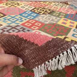 4x6 Afghan Wool Kilim Rug - Hand-Knotted Tribal Flatweave Carpet Bohemian Geometric Decor For Living Room, Bedroom Or Studio- Gift - thumbnail 4