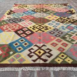 4x6 Afghan Wool Kilim Rug - Hand-Knotted Tribal Flatweave Carpet Bohemian Geometric Decor For Living Room, Bedroom Or Studio- Gift - thumbnail 3