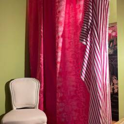 "Black & Pink Flocked Pillow Cover With Tassel Trim - 12""x 20" - thumbnail 2