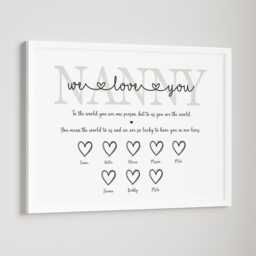 Personalised Family Nanny Nana Granny Hearts Print - Up To 14 Children Only Unframed - thumbnail 3