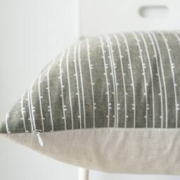 Sage Green Striped Pillow Cover Hmong Batik Textile - thumbnail 3