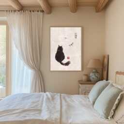Japanese Cat Art Print, Prints, Wall Art, Portrait Art - thumbnail 3