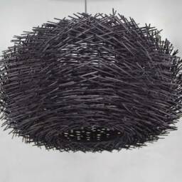 Rattan Bird Nest Pendant Light - Black Or Brown Lampshade, Vintage Lighting - thumbnail 2