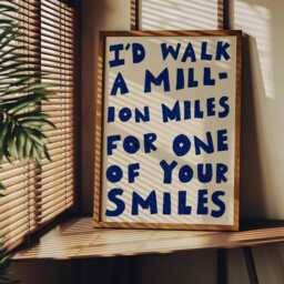 I'd Walk A Million Miles For One Of Your Smiles Unframed Print - Cute Living Room Prints Gift For Loved Hand Drawn Art Quirky - thumbnail 2