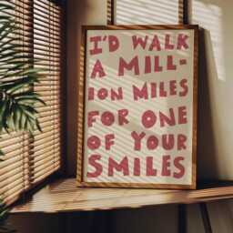 I'd Walk A Million Miles For One Of Your Smiles Unframed Print - Cute Living Room Prints Gift For Loved Hand Drawn Art Quirky - thumbnail 3
