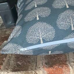 1174. Oak Tree On Steal Grey 100% Cotton Linen Look Cushion Cover Various Sizes - thumbnail 2