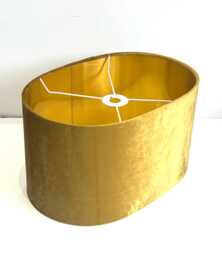 New Handmade Luxurious Mustard Gold Glamour Velvet Fabric Lamp Shade Oval Shape Available in All Linings - thumbnail 1
